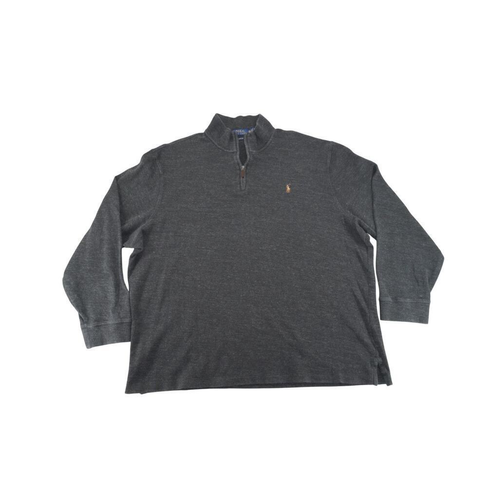 Polo Ralph Lauren Sweater Men's XXL 1/4 Zip Pullover Estate Rib Charcoal Gray